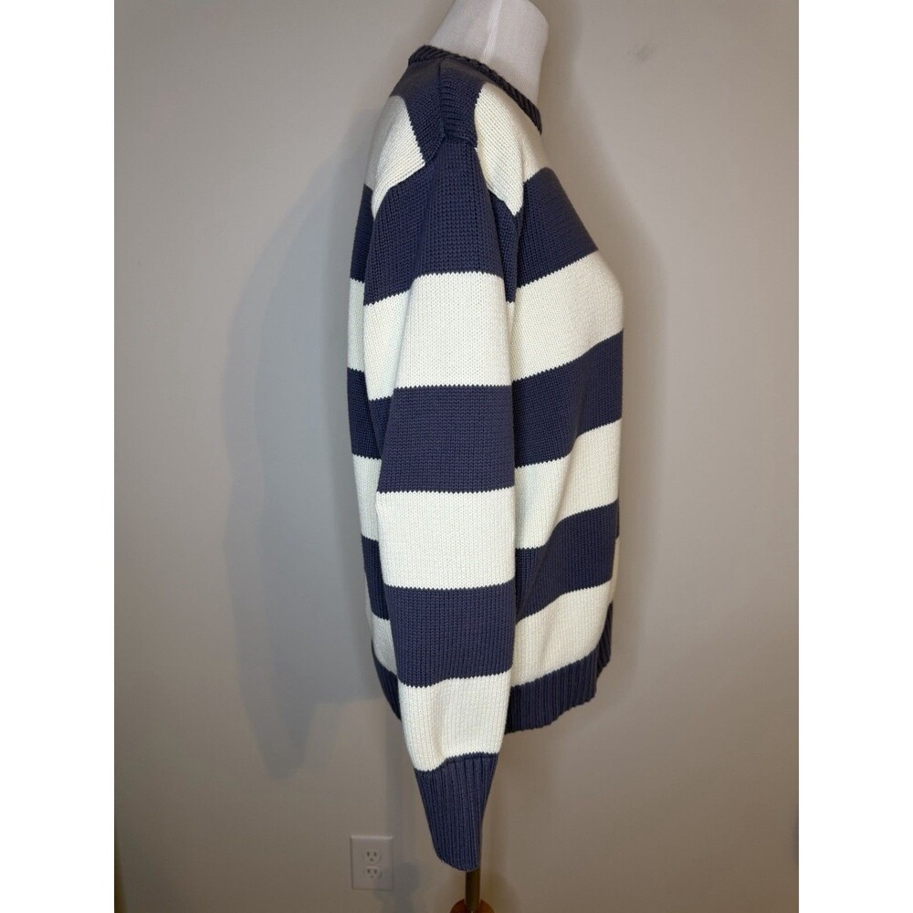 Brandy Melville Crew Neck Navy & Ivory, Cotton Stripe Sweater, One size - Picture 4 of 8